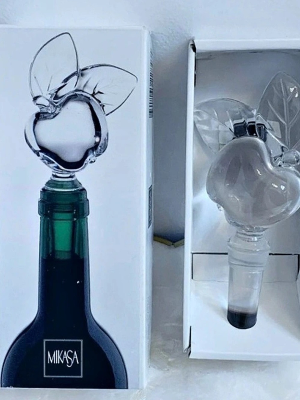 Vintage Mikasa Crystal Apple Wine Bottle Stopper Clear
